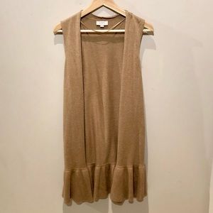 Loft Ruffle Tan Sweater